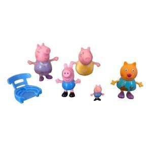 Peppa Pig Family Figures Lot Of 5 Peppa & Papa And Chair Cake Toppers Toys